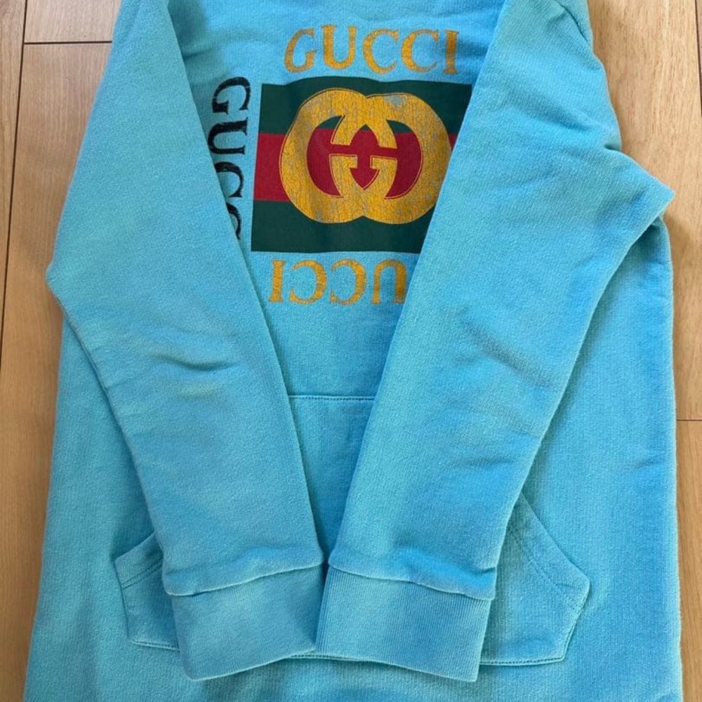 Gucci Kids Blue Hoodie with Logo